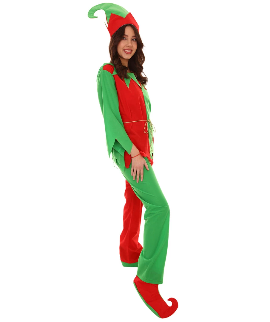 HPO Adult Women's Ladies' Elf Xmas Costume | Red And Green Halloween Costume 7 HPO Adult Women's Ladies' Elf Xmas Costume | Red And Green Halloween Costume