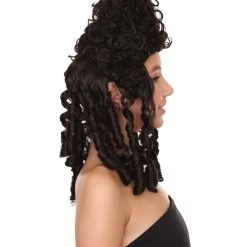 HPO Women's Womens Renaissance Curly Wig | Dark Brown Historical Wigs