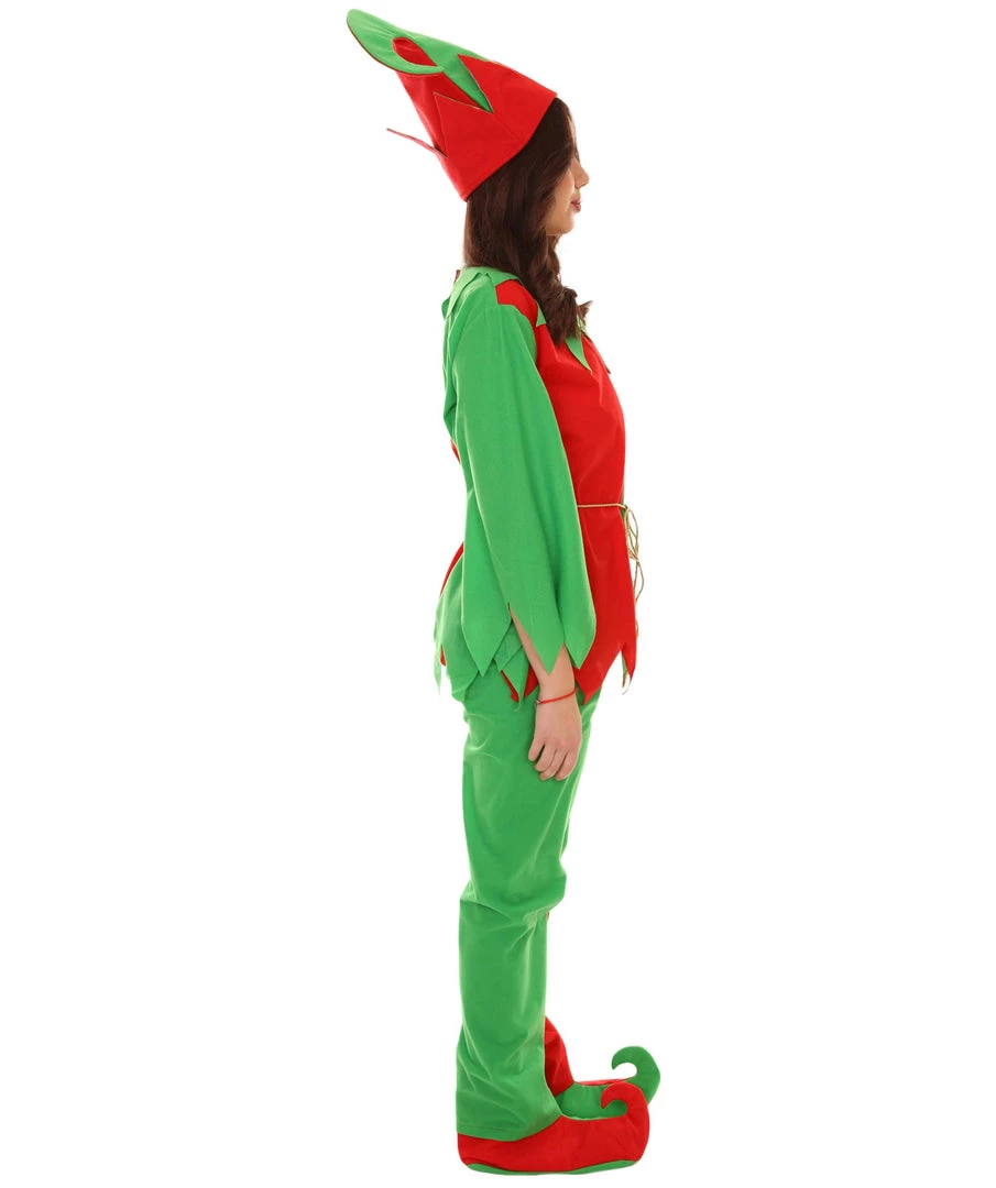 HPO Adult Women's Ladies' Elf Xmas Costume | Red And Green Halloween Costume 6 HPO Adult Women's Ladies' Elf Xmas Costume | Red And Green Halloween Costume