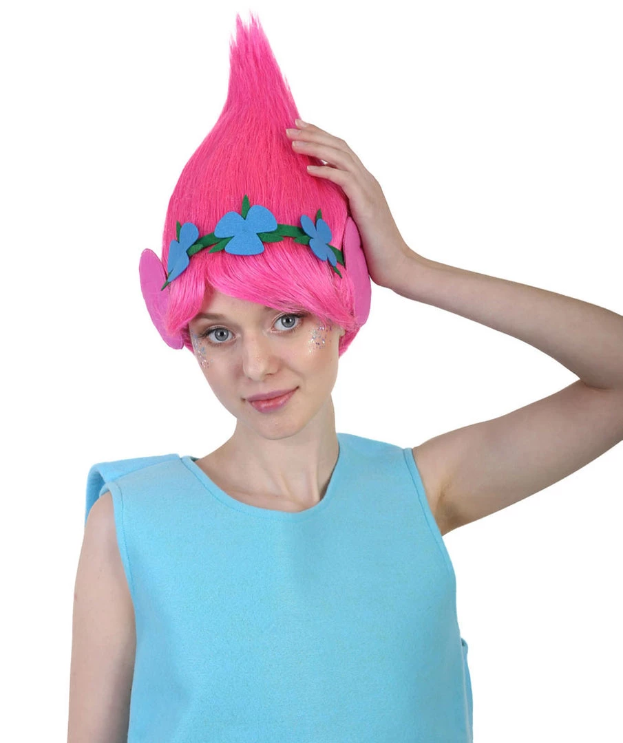 BC Women's Poppy Trolls With Ears Wig | Pink Cosplay Halloween Wig | Premium Breathable Capless Cap 4 BC Women's Poppy Trolls With Ears Wig | Pink Cosplay Halloween Wig | Premium Breathable Capless Cap
