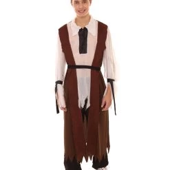 HPO Adult Men's Pirate Captain Assymetrical Layered Costume | Multi Color Halloween Costume