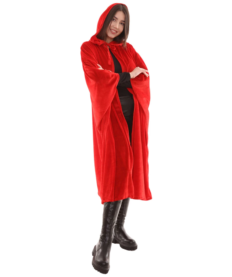 HPO Adult Women's Hooded Robe Cape Costume | Red Halloween Costume 6 HPO Adult Women's Hooded Robe Cape Costume | Red Halloween Costume