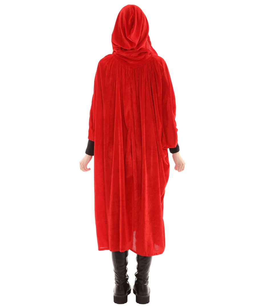 HPO Adult Women's Hooded Robe Cape Costume | Red Halloween Costume 4 HPO Adult Women's Hooded Robe Cape Costume | Red Halloween Costume