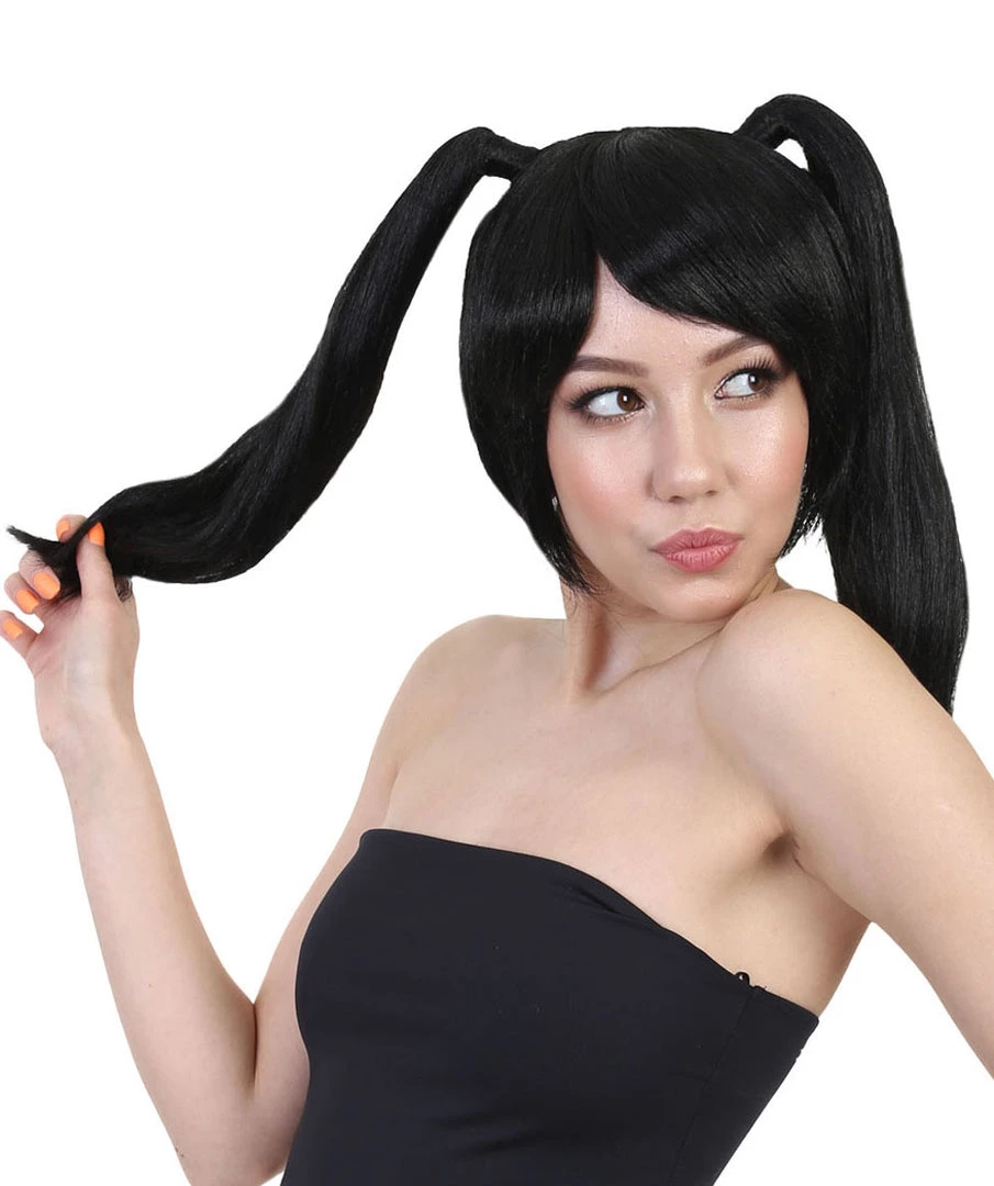 HPO Japanese Anime School Idol Womens Wig | Black Cartoon Ponytail Asian Wig | Premium Breathable Capless Cap Men's 4 HPO Japanese Anime School Idol Womens Wig | Black Cartoon Ponytail Asian Wig | Premium Breathable Capless Cap Men's