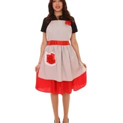 HPO Adult Women's 50's Housewife 4 Pc Historical Costume | Multi Color Cosplay Costume