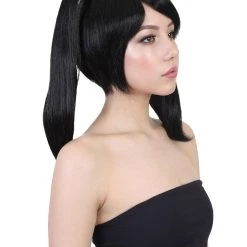 HPO Japanese Anime School Idol Womens Wig | Black Cartoon Ponytail Asian Wig | Premium Breathable Capless Cap Men's 16 HPO Japanese Anime School Idol Womens Wig | Black Cartoon Ponytail Asian Wig | Premium Breathable Capless Cap Men's