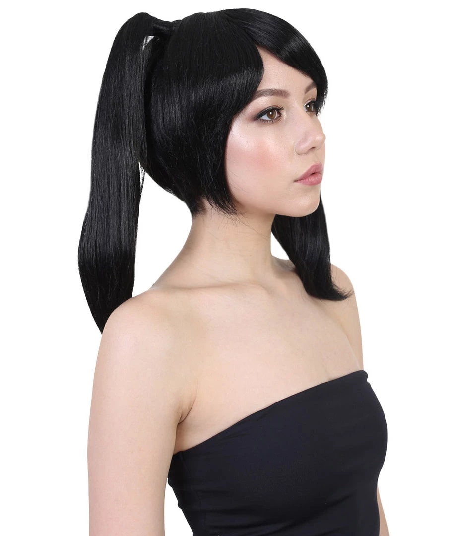 HPO Japanese Anime School Idol Womens Wig | Black Cartoon Ponytail Asian Wig | Premium Breathable Capless Cap Men's 7 HPO Japanese Anime School Idol Womens Wig | Black Cartoon Ponytail Asian Wig | Premium Breathable Capless Cap Men's