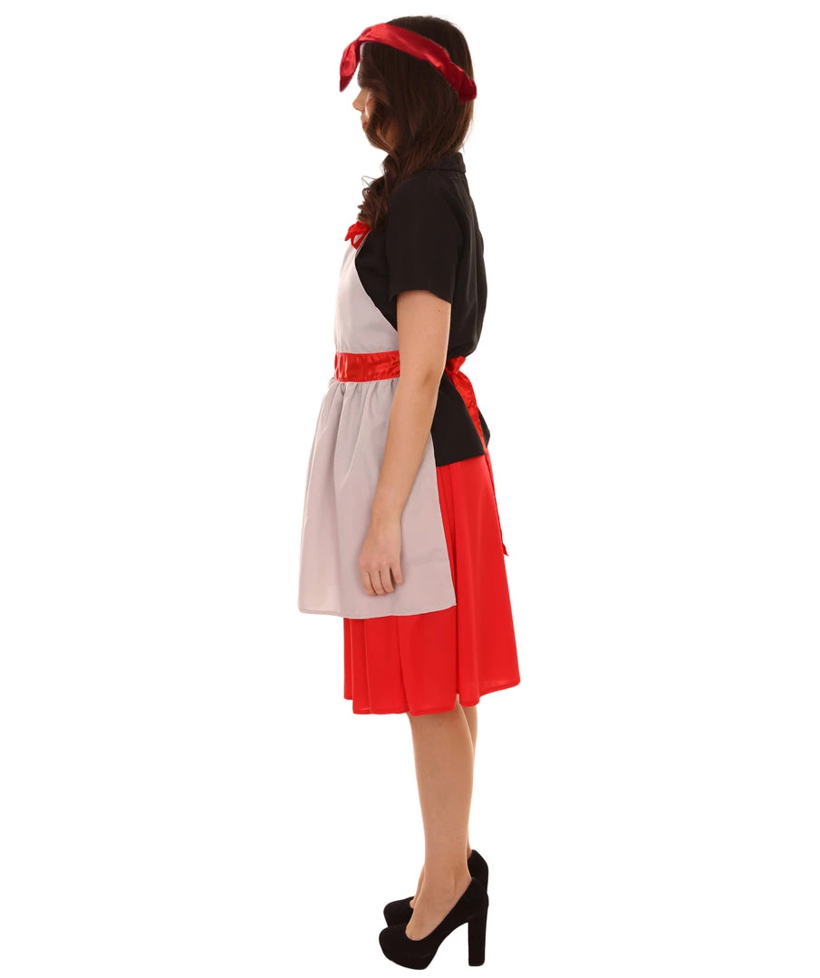 HPO Adult Women's 50's Housewife 4 Pc Historical Costume | Multi Color Cosplay Costume 4 HPO Adult Women's 50's Housewife 4 Pc Historical Costume | Multi Color Cosplay Costume