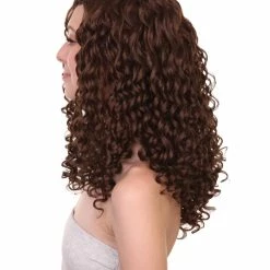 HPO Womens Brown Curly Wig | Medium Cosplay Halloween Wig | Premium Breathable Capless Cap Men's 13 HPO Womens Brown Curly Wig | Medium Cosplay Halloween Wig | Premium Breathable Capless Cap Men's