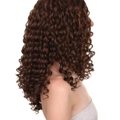 HPO Womens Brown Curly Wig | Medium Cosplay Halloween Wig | Premium Breathable Capless Cap Men's 15 HPO Womens Brown Curly Wig | Medium Cosplay Halloween Wig | Premium Breathable Capless Cap Men's