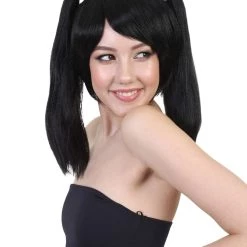 HPO Japanese Anime School Idol Womens Wig | Black Cartoon Ponytail Asian Wig | Premium Breathable Capless Cap Men's 12 HPO Japanese Anime School Idol Womens Wig | Black Cartoon Ponytail Asian Wig | Premium Breathable Capless Cap Men's