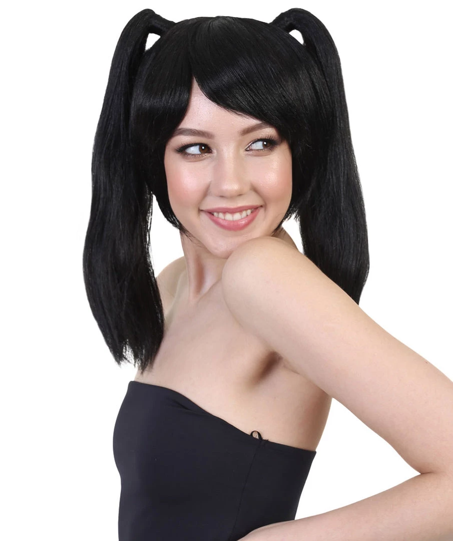 HPO Japanese Anime School Idol Womens Wig | Black Cartoon Ponytail Asian Wig | Premium Breathable Capless Cap Men's 3 HPO Japanese Anime School Idol Womens Wig | Black Cartoon Ponytail Asian Wig | Premium Breathable Capless Cap Men's