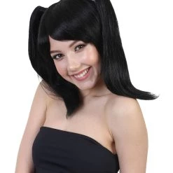 HPO Japanese Anime School Idol Womens Wig | Black Cartoon Ponytail Asian Wig | Premium Breathable Capless Cap Men's
