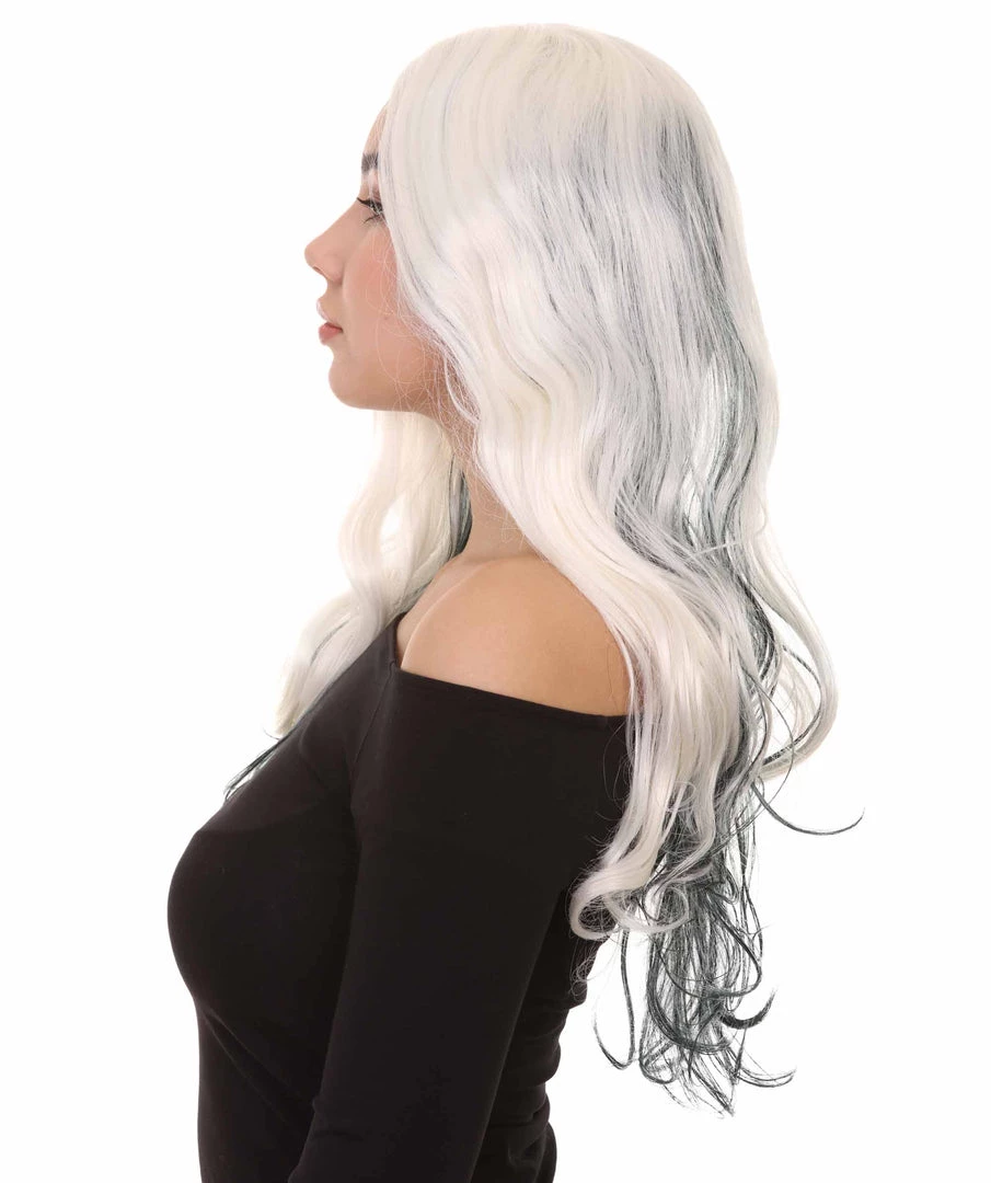 HPO Men's White And Black Long Womens Wig | Ghost Horror Sexy Cosplay Party Halloween Wig | Premium Breathable Capless Cap 3 HPO Men's White And Black Long Womens Wig | Ghost Horror Sexy Cosplay Party Halloween Wig | Premium Breathable Capless Cap