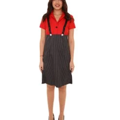 HPO Adult Women's Gangster Girl Costume | Red And Black Halloween Costume