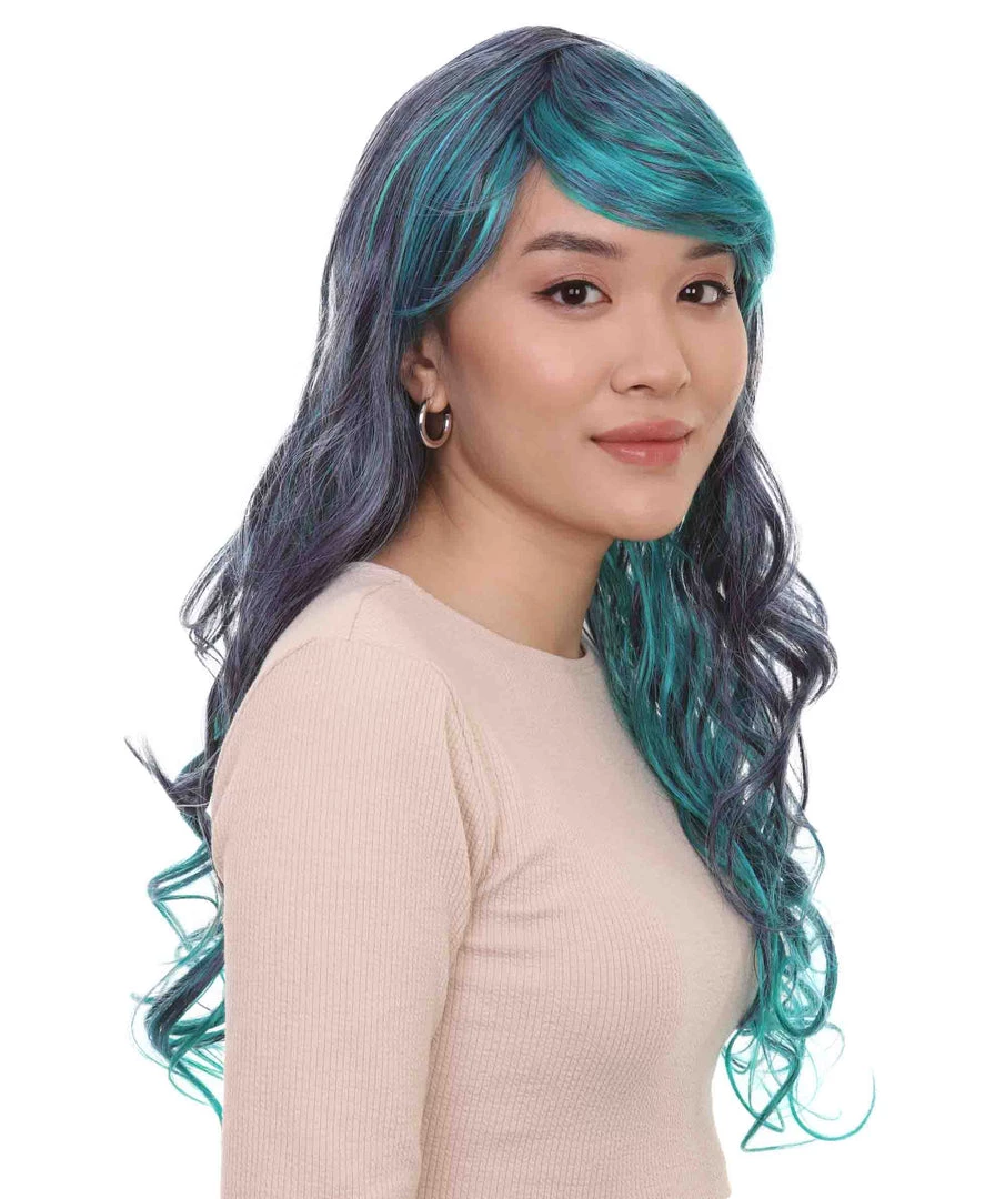 HPO Blended Two-Tone Long Wavy Womens Wig | Long Curly Cosplay Halloween Wig | Premium Breathable Capless Cap 6 HPO Blended Two-Tone Long Wavy Womens Wig | Long Curly Cosplay Halloween Wig | Premium Breathable Capless Cap