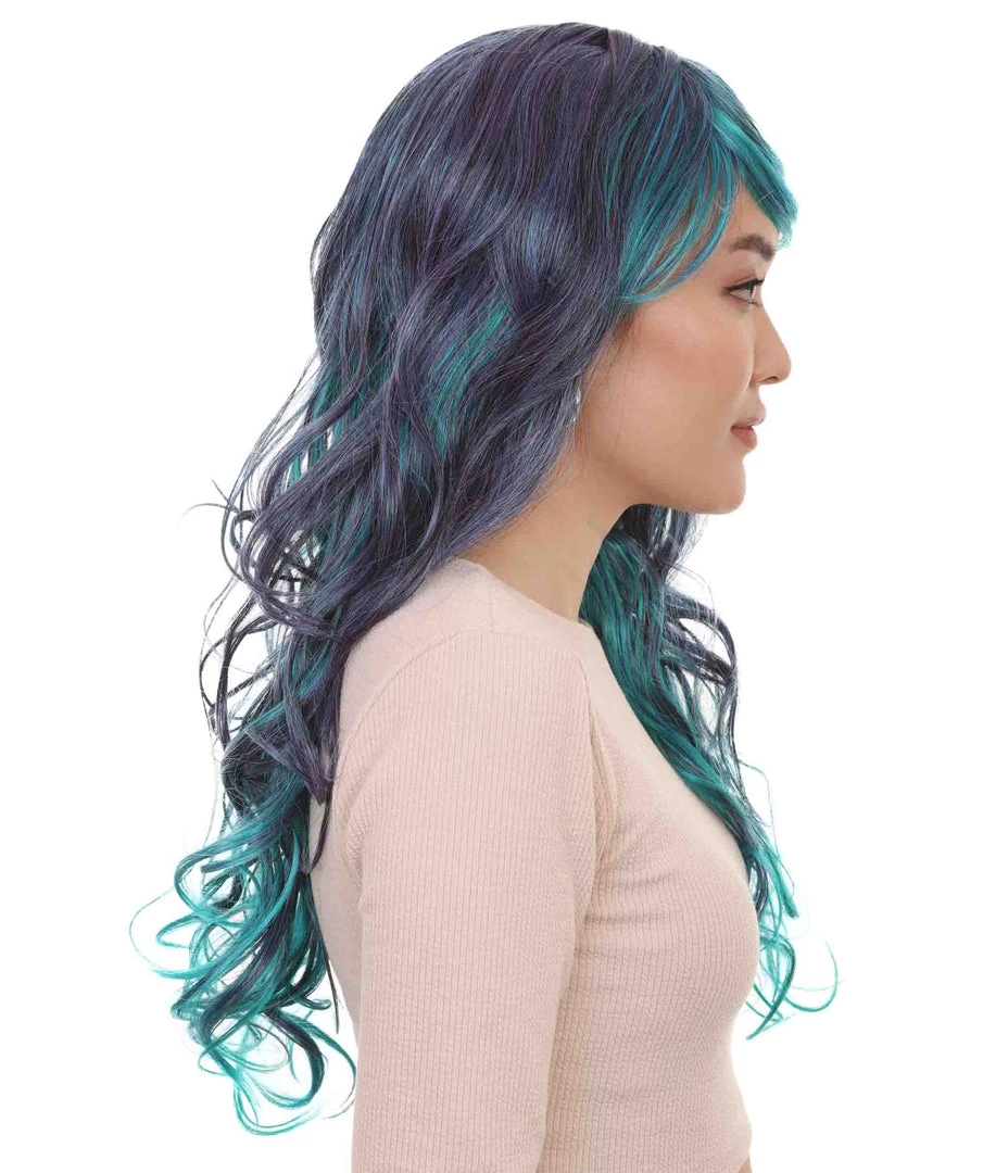 HPO Blended Two-Tone Long Wavy Womens Wig | Long Curly Cosplay Halloween Wig | Premium Breathable Capless Cap 5 HPO Blended Two-Tone Long Wavy Womens Wig | Long Curly Cosplay Halloween Wig | Premium Breathable Capless Cap