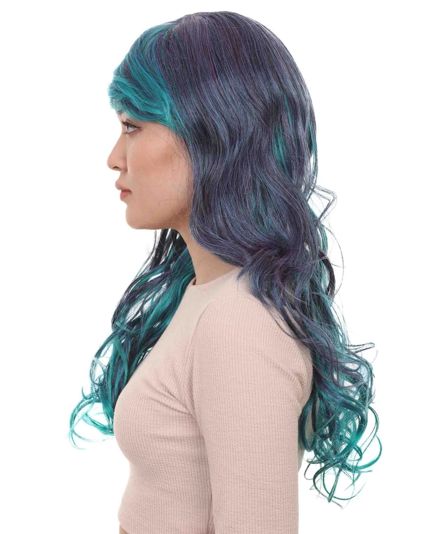 HPO Blended Two-Tone Long Wavy Womens Wig | Long Curly Cosplay Halloween Wig | Premium Breathable Capless Cap 3 HPO Blended Two-Tone Long Wavy Womens Wig | Long Curly Cosplay Halloween Wig | Premium Breathable Capless Cap