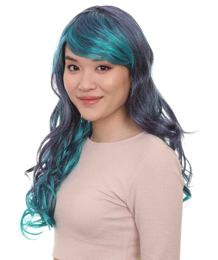 HPO Blended Two-Tone Long Wavy Womens Wig | Long Curly Cosplay Halloween Wig | Premium Breathable Capless Cap 2 HPO Blended Two-Tone Long Wavy Womens Wig | Long Curly Cosplay Halloween Wig | Premium Breathable Capless Cap