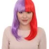 HPO Two-tone Purple Red Bob Womens Wig | Sexy Cosplay Party Halloween Wig | Premium Breathable Capless Cap Women's