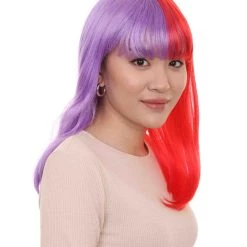 HPO Two-tone Purple Red Bob Womens Wig | Sexy Cosplay Party Halloween Wig | Premium Breathable Capless Cap Women's 14 HPO Two-tone Purple Red Bob Womens Wig | Sexy Cosplay Party Halloween Wig | Premium Breathable Capless Cap Women's