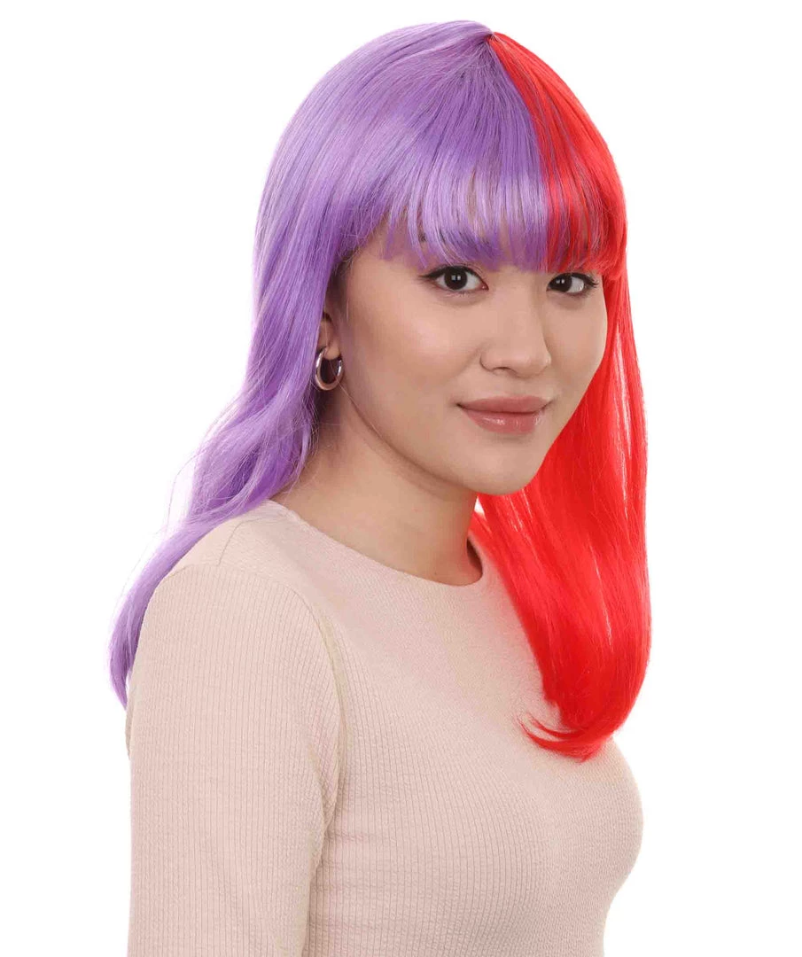 HPO Two-tone Purple Red Bob Womens Wig | Sexy Cosplay Party Halloween Wig | Premium Breathable Capless Cap Women's 6 HPO Two-tone Purple Red Bob Womens Wig | Sexy Cosplay Party Halloween Wig | Premium Breathable Capless Cap Women's