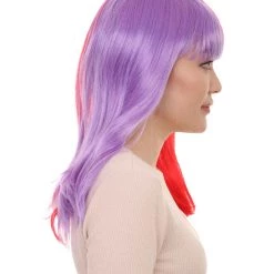 HPO Two-tone Purple Red Bob Womens Wig | Sexy Cosplay Party Halloween Wig | Premium Breathable Capless Cap Women's 13 HPO Two-tone Purple Red Bob Womens Wig | Sexy Cosplay Party Halloween Wig | Premium Breathable Capless Cap Women's