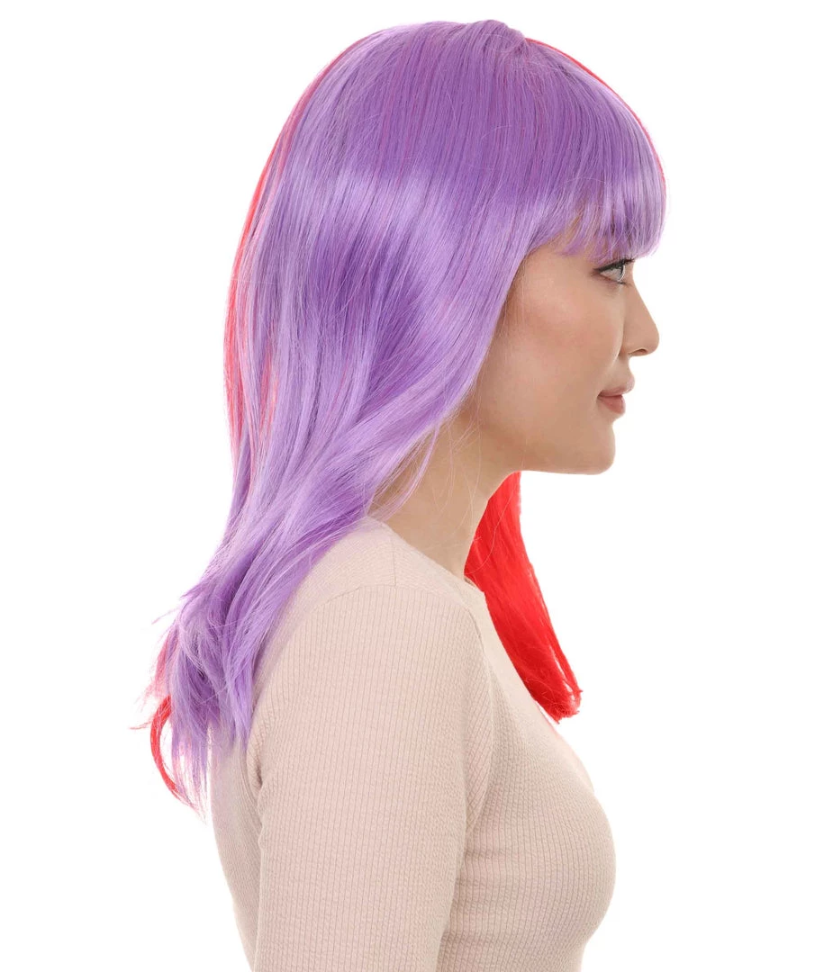 HPO Two-tone Purple Red Bob Womens Wig | Sexy Cosplay Party Halloween Wig | Premium Breathable Capless Cap Women's 5 HPO Two-tone Purple Red Bob Womens Wig | Sexy Cosplay Party Halloween Wig | Premium Breathable Capless Cap Women's