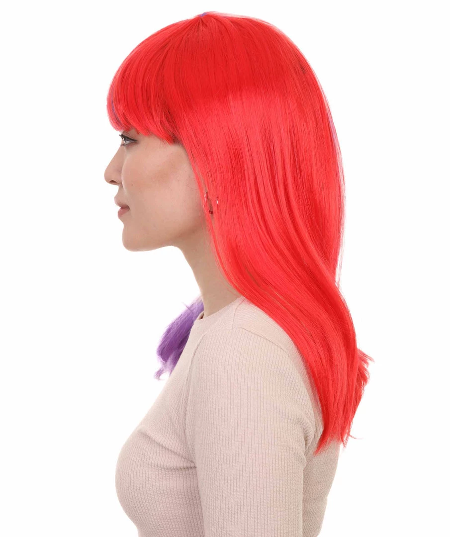 HPO Two-tone Purple Red Bob Womens Wig | Sexy Cosplay Party Halloween Wig | Premium Breathable Capless Cap Women's 3 HPO Two-tone Purple Red Bob Womens Wig | Sexy Cosplay Party Halloween Wig | Premium Breathable Capless Cap Women's