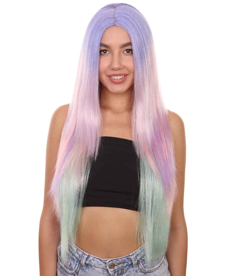 Adult Women's 32" Inch Extra Long Length Halloween Cosplay Rainbow Iridescent Unicorn Costume Wig, Synthetic Soft Fiber Hair, Perfect For Your Next Festival And Group Anime Party! | HPO 1 Adult Women's 32" Inch Extra Long Length Halloween Cosplay Rainbow Iridescent Unicorn Costume Wig, Synthetic Soft Fiber Hair, Perfect For Your Next Festival And Group Anime Party! | HPO