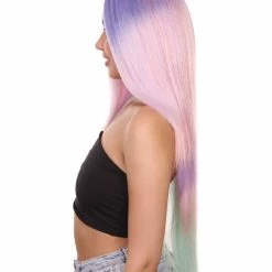 Adult Women's 32" Inch Extra Long Length Halloween Cosplay Rainbow Iridescent Unicorn Costume Wig, Synthetic Soft Fiber Hair, Perfect For Your Next Festival And Group Anime Party! | HPO 11 Adult Women's 32