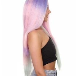 Adult Women's 32" Inch Extra Long Length Halloween Cosplay Rainbow Iridescent Unicorn Costume Wig, Synthetic Soft Fiber Hair, Perfect For Your Next Festival And Group Anime Party! | HPO 13 Adult Women's 32