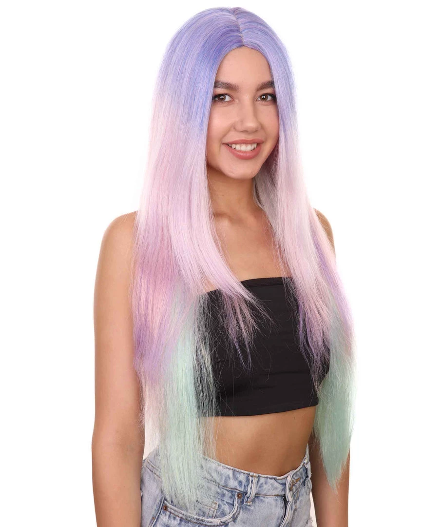 Adult Women's 32" Inch Extra Long Length Halloween Cosplay Rainbow Iridescent Unicorn Costume Wig, Synthetic Soft Fiber Hair, Perfect For Your Next Festival And Group Anime Party! | HPO 6 Adult Women's 32" Inch Extra Long Length Halloween Cosplay Rainbow Iridescent Unicorn Costume Wig, Synthetic Soft Fiber Hair, Perfect For Your Next Festival And Group Anime Party! | HPO