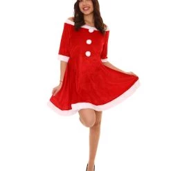 HPO Adult Women's Cute Santa Claus Xmas Dress Costume | Red Cosplay Costume