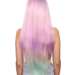Adult Women's 32" Inch Extra Long Length Halloween Cosplay Rainbow Iridescent Unicorn Costume Wig, Synthetic Soft Fiber Hair, Perfect For Your Next Festival And Group Anime Party! | HPO 12 Adult Women's 32