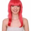 Adult Women's 17" Inch Medium Length Halloween Animated Video Game Annie Costume Wig With Bangs, Synthetic Soft Fiber Hair, Perfect For Your Next Conventiton And Group Anime Party! | HPO