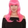 HPO Men's Long Pink Womens Wig | Fancy Party Event Ready Halloween Wig | Premium Breathable Capless Cap