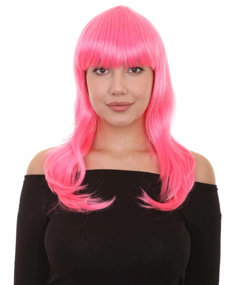 HPO Men's Long Pink Womens Wig | Fancy Party Event Ready Halloween Wig | Premium Breathable Capless Cap 1 HPO Men's Long Pink Womens Wig | Fancy Party Event Ready Halloween Wig | Premium Breathable Capless Cap
