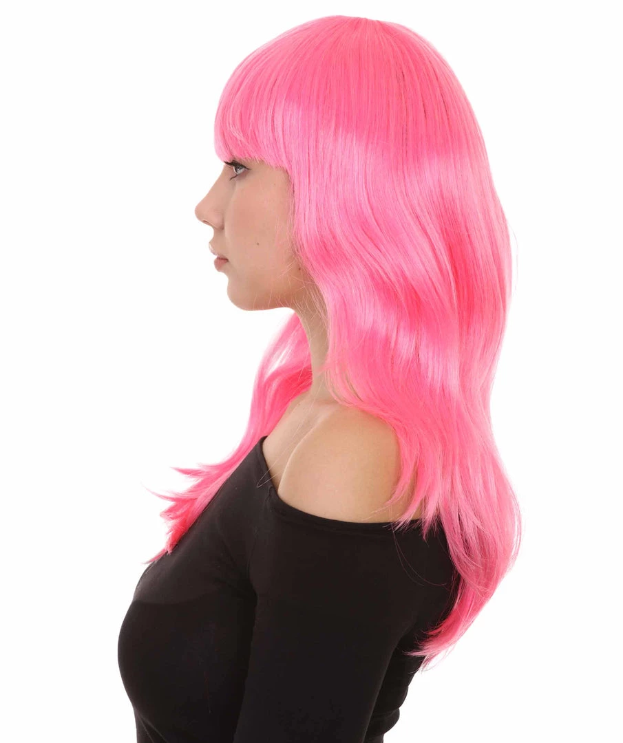 HPO Men's Long Pink Womens Wig | Fancy Party Event Ready Halloween Wig | Premium Breathable Capless Cap 3 HPO Men's Long Pink Womens Wig | Fancy Party Event Ready Halloween Wig | Premium Breathable Capless Cap