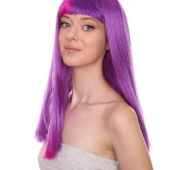 Adult Women's 18" Inch Long Length Halloween Cosplay Animated Pony Costume Wig, Synthetic Soft Fiber Single Front Braid Hair | HPO