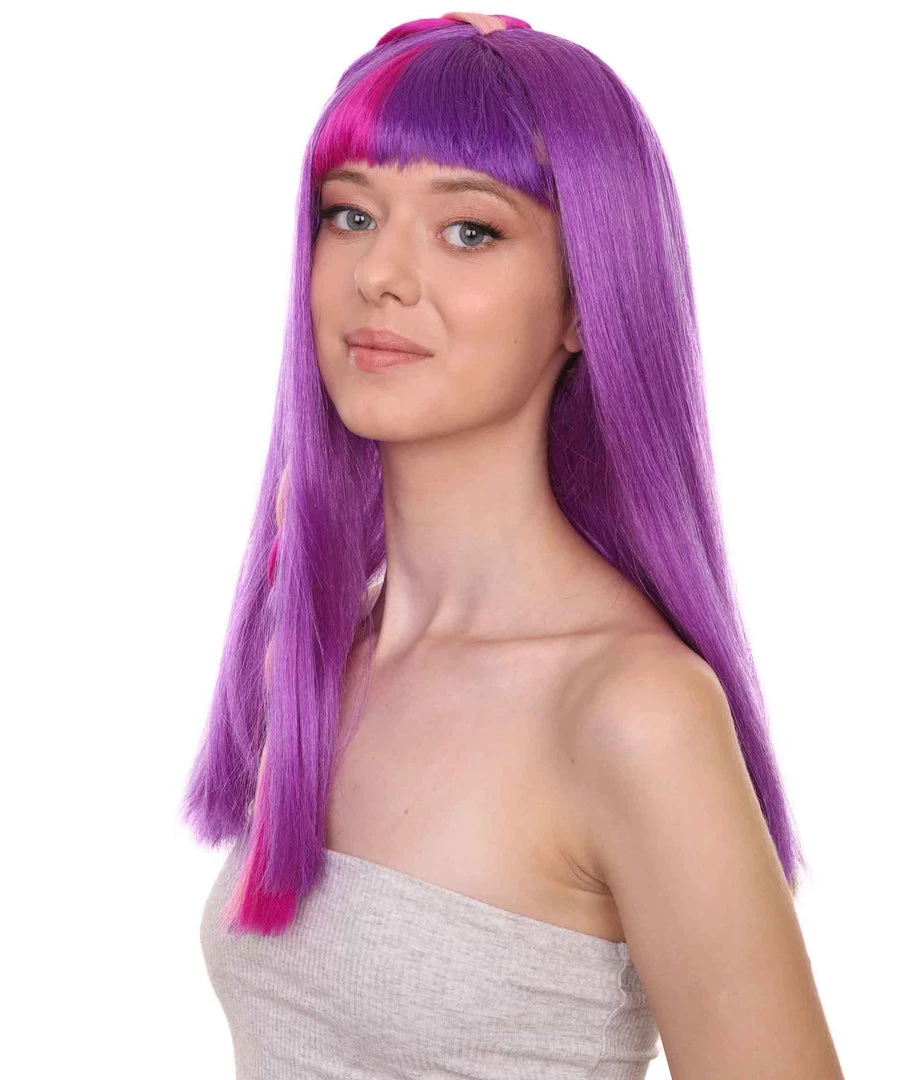 Adult Women's 18" Inch Long Length Halloween Cosplay Animated Pony Costume Wig, Synthetic Soft Fiber Single Front Braid Hair | HPO 2 Adult Women's 18" Inch Long Length Halloween Cosplay Animated Pony Costume Wig, Synthetic Soft Fiber Single Front Braid Hair | HPO