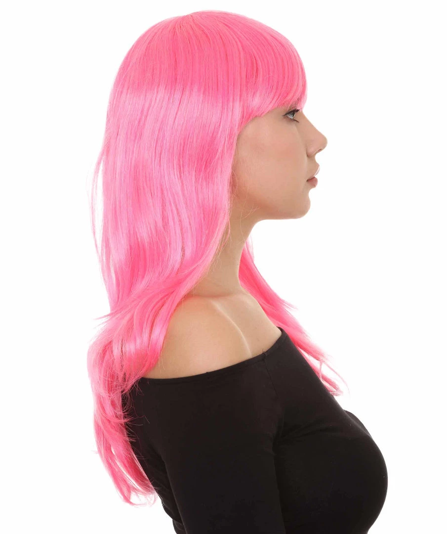 HPO Men's Long Pink Womens Wig | Fancy Party Event Ready Halloween Wig | Premium Breathable Capless Cap 5 HPO Men's Long Pink Womens Wig | Fancy Party Event Ready Halloween Wig | Premium Breathable Capless Cap