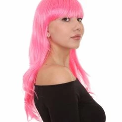 HPO Men's Long Pink Womens Wig | Fancy Party Event Ready Halloween Wig | Premium Breathable Capless Cap 14 HPO Men's Long Pink Womens Wig | Fancy Party Event Ready Halloween Wig | Premium Breathable Capless Cap