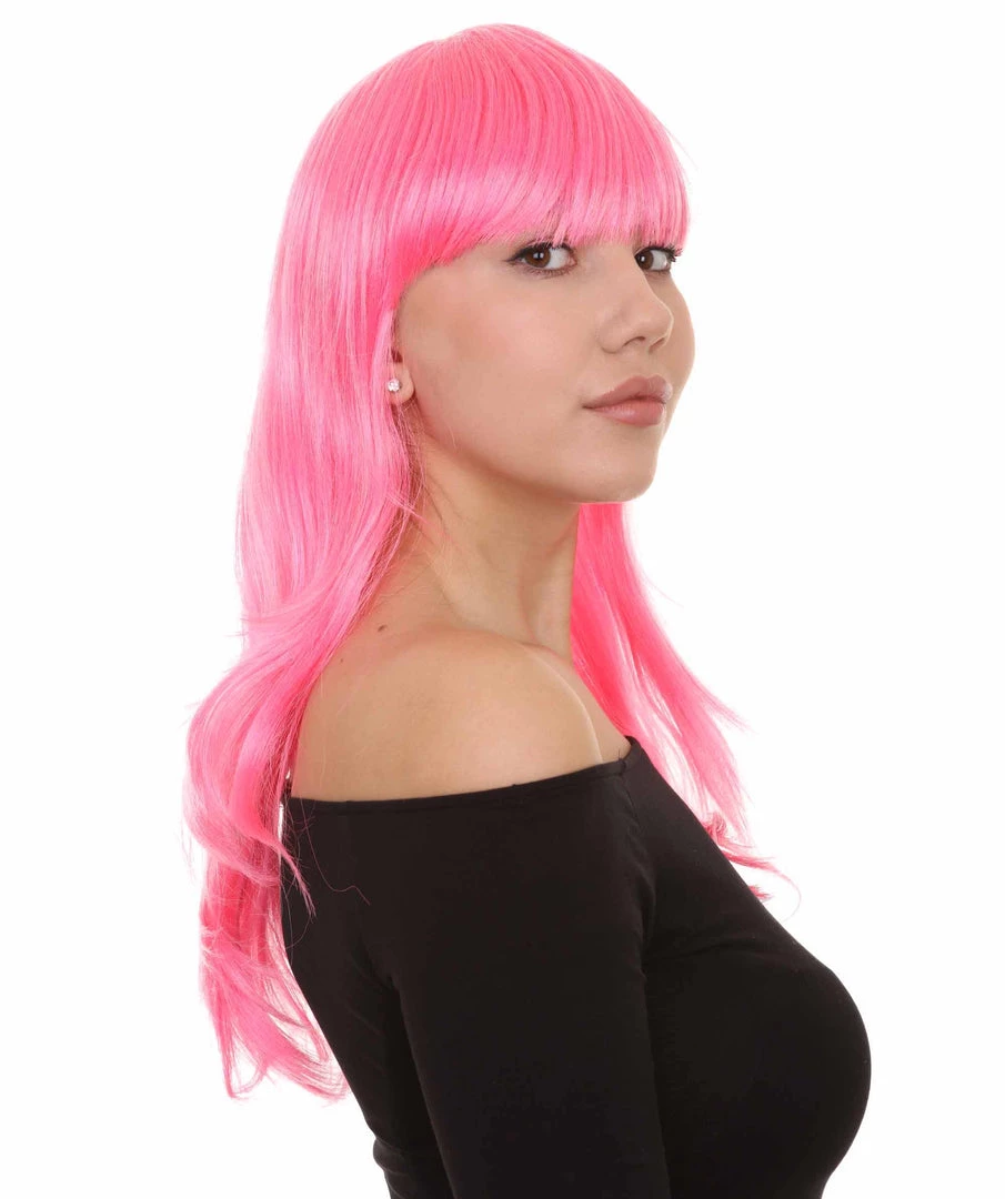 HPO Men's Long Pink Womens Wig | Fancy Party Event Ready Halloween Wig | Premium Breathable Capless Cap 6 HPO Men's Long Pink Womens Wig | Fancy Party Event Ready Halloween Wig | Premium Breathable Capless Cap