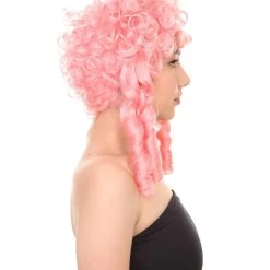 HPO Womens Colonial Lady With Blue Lece Wig | Pink Historical Wigs | Premium Breathable Capless Cap Women's