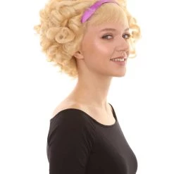 HPO Womens Curly Wig | Blonde Curly Long Curly Fancy Cosplay Halloween Wig | Premium Breathable Capless Cap