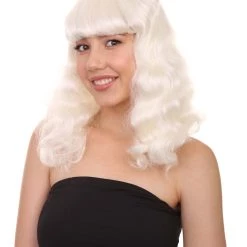 HPO Celebrity Womens Wig | Pop Singer Celebrity White Fancy Party Event Ready Halloween Wig | Premium Breathable Capless Cap Men's