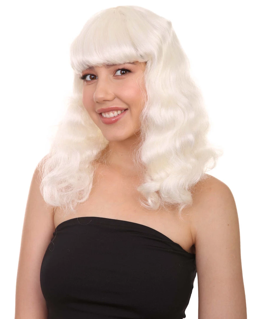 HPO Celebrity Womens Wig | Pop Singer Celebrity White Fancy Party Event Ready Halloween Wig | Premium Breathable Capless Cap Men's 2 HPO Celebrity Womens Wig | Pop Singer Celebrity White Fancy Party Event Ready Halloween Wig | Premium Breathable Capless Cap Men's