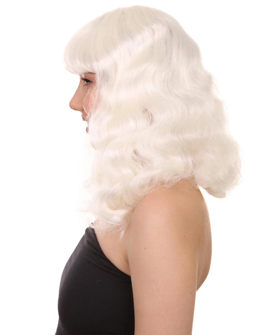 HPO Celebrity Womens Wig | Pop Singer Celebrity White Fancy Party Event Ready Halloween Wig | Premium Breathable Capless Cap Men's 3 HPO Celebrity Womens Wig | Pop Singer Celebrity White Fancy Party Event Ready Halloween Wig | Premium Breathable Capless Cap Men's