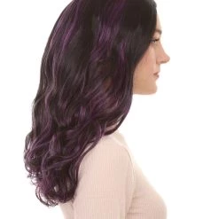 HPO Men's Superhero Womens Wig | Black Purple Sexy Cosplay Party Wig | Premium Breathable Capless Cap